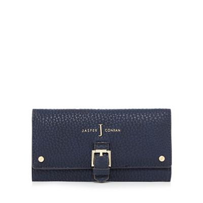 Navy buckle detail large flapover purse